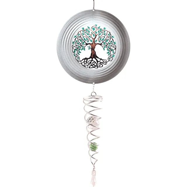 Spin Art/Cooking Vinyl Windspinner - Spiraal - Spin Art - Kristal - Crystal - Tree Of Life - lengte 60cm groen