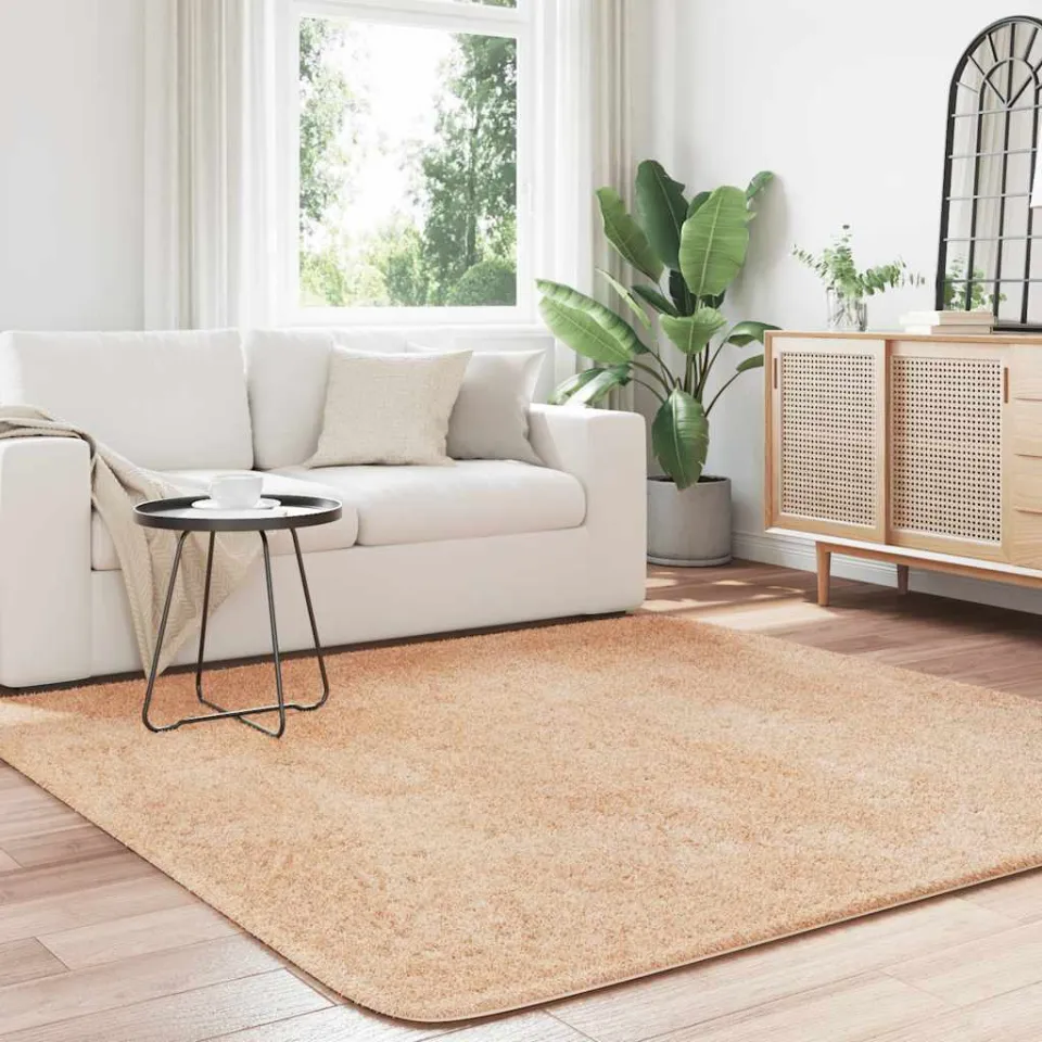 vidaXL Hoogpolig vloerkleed NAVARRA 200x200 cm polyester beige, foto 3