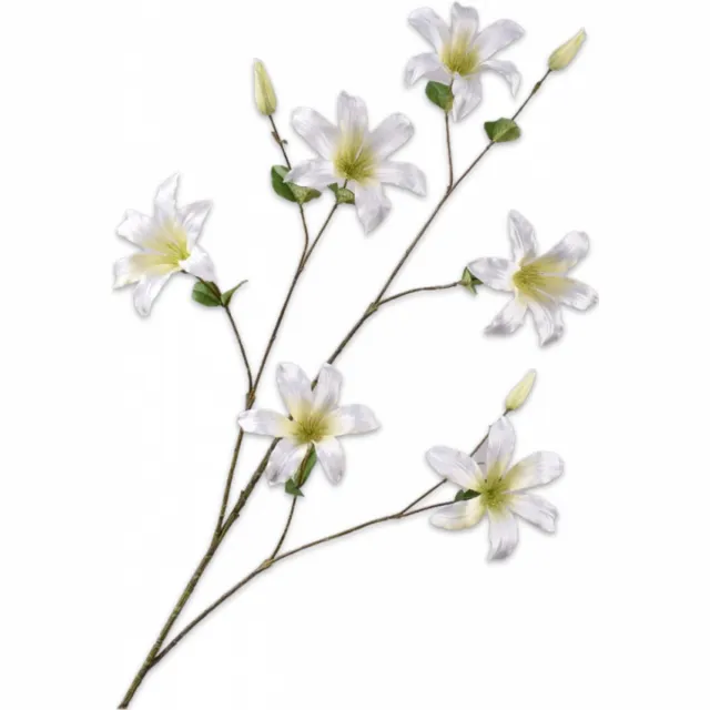 Silk-ka Kunstbloem-Zijden Bloem Clematis Tak Crème 114 cm