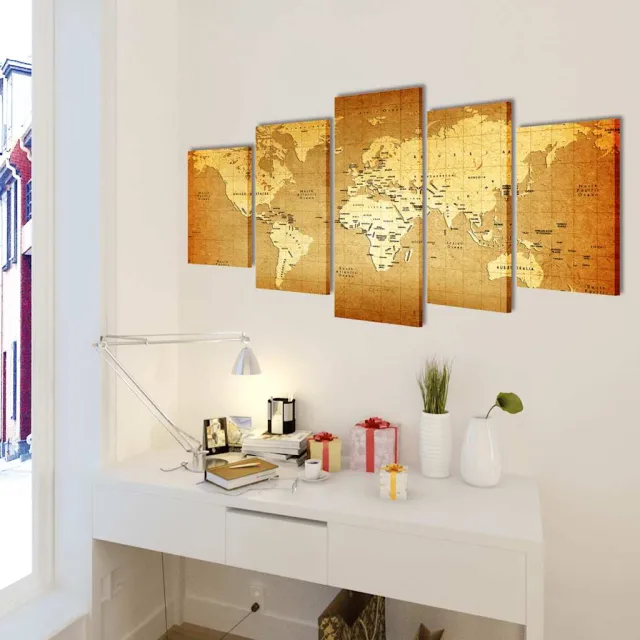 vidaXL Canvas muurdruk print set wereldkaart 200 x 100 cm Meerkleurig