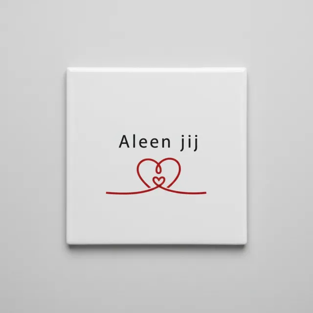 Nevolis Alleen Jij Liefde Tekst Tegel – Minimalistisch Hart Lijn Design – Keramische Tegel 15 × 15 cm Multi Color