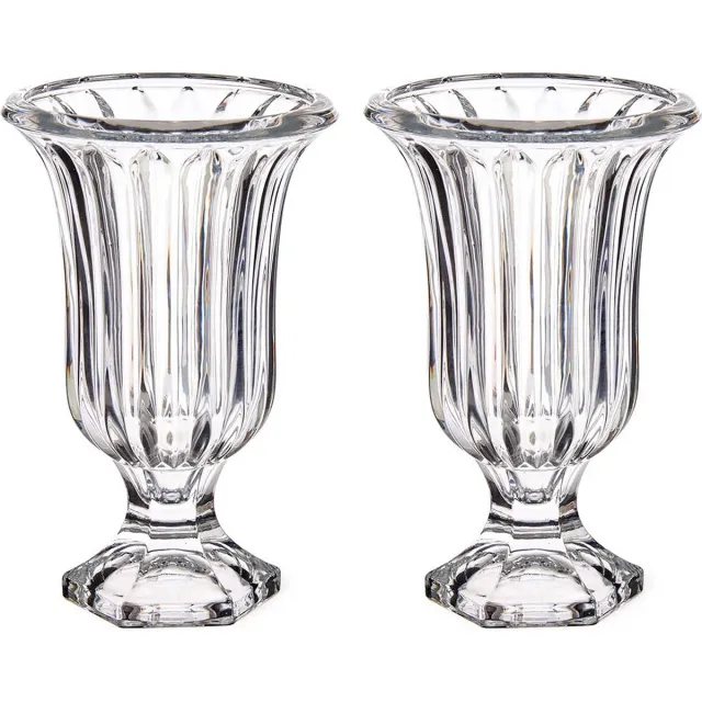 Giftdecor Bloemenvazen 2x stuks - Lines transparant glas - 15 x 24 cm