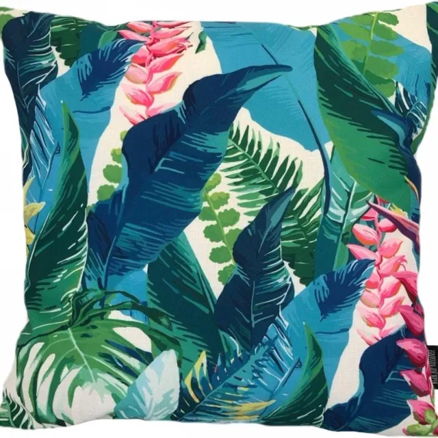 Gek op Kussens! Tropical Kussenhoes | Katoen / Linnen | 45 x 45 cm blauw-roze-groen