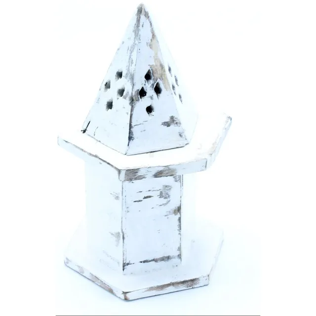 Ancient Wisdom White Washed Incense Holder - Pyramid Mini House multicolor