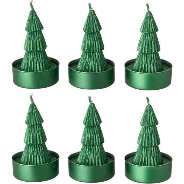 J-Line Dennenboomkaarsen - paraffine - groen - doos van 6
