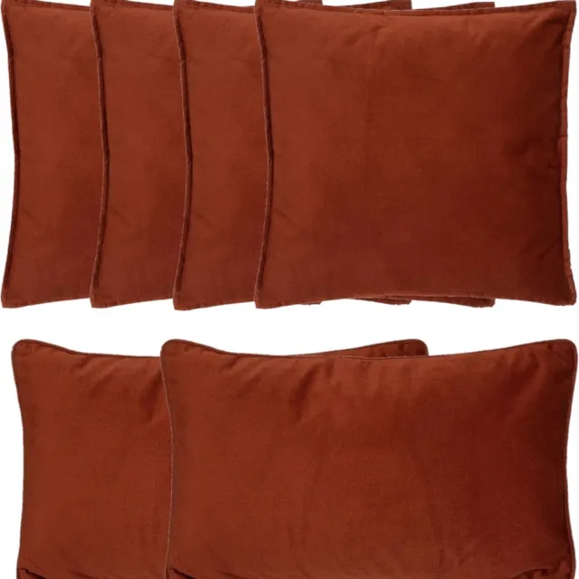 Atmosphera Bank/sierkussens Sophia - set 6x - Terracotta - polyester - met rits - In 2 formaten Terracotta bruin