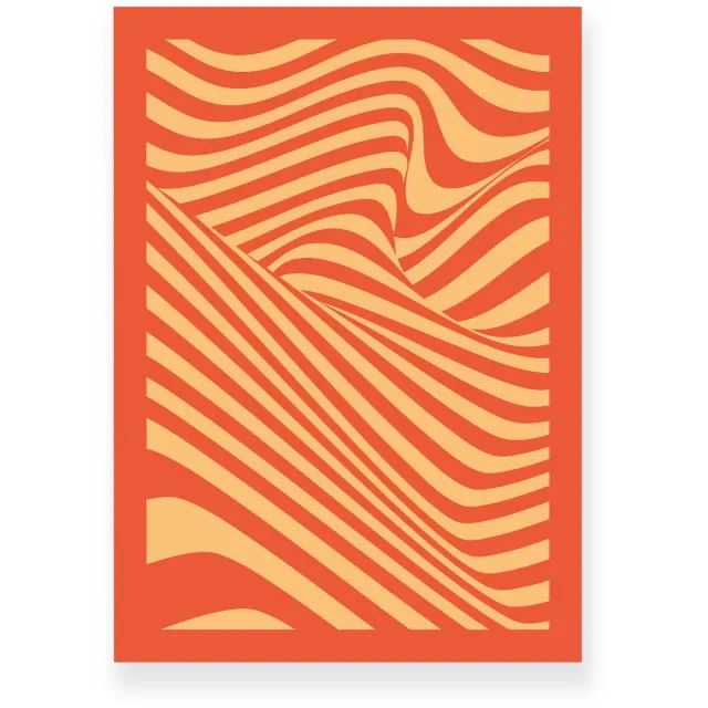 Yisual Poster 20x30 cm - Optische Illusie - Lijnen - Beige - Oranje - Abstract - Vintage - Muurdecoratie - Wanddecoratie