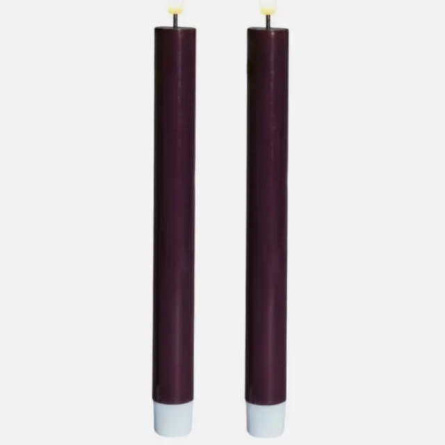 Sirius LED-Dinerkaarsen 'Sille' (25cm hoog, Set van 2) - Bordeaux Rood - Glanzend