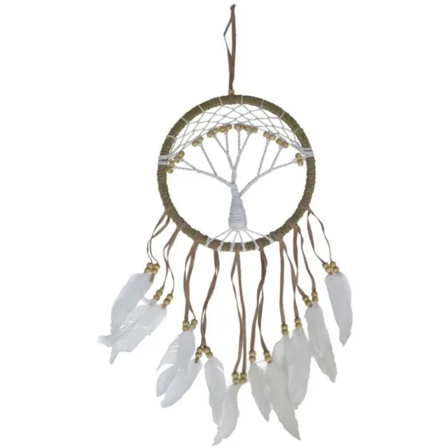 Gerimport Dromenvanger/dreamcatcher - mobiel - bruin - veertjes/kraaltjes - 22 cm