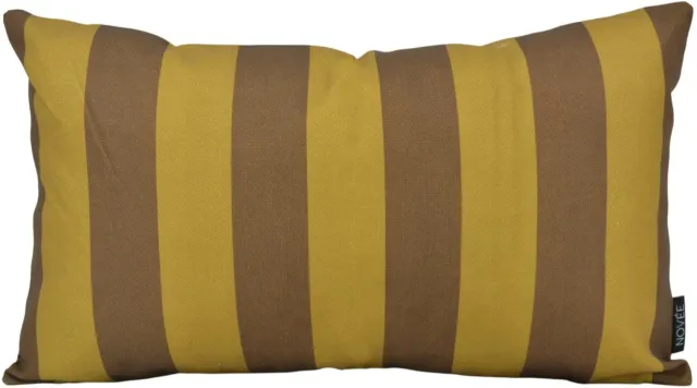 NOVÉE Retro Stripe Olive Kussenhoes | 30x50 cm | Katoen/Linnen donkerbruin