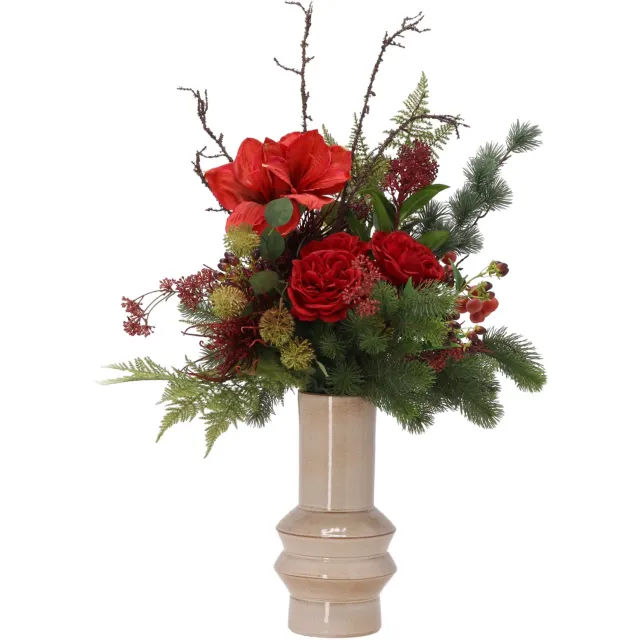 maxifleur Kunstplanten Kunst kerstboeket Noelle Cortina 95cm Rood