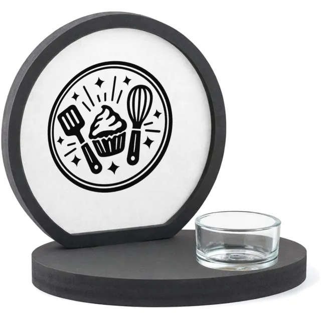Mr Cadeautjes MDF inleg theelichthouder ~8 cm - design Een krachtig keukenembleem met een persoonlijke rolnaam en e | cadeau Wit