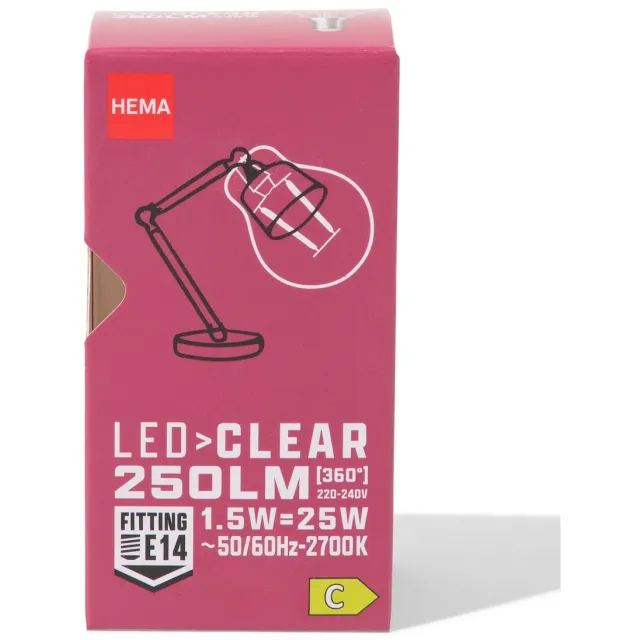 HEMA Led kogel clear E14 1.5W 250lm