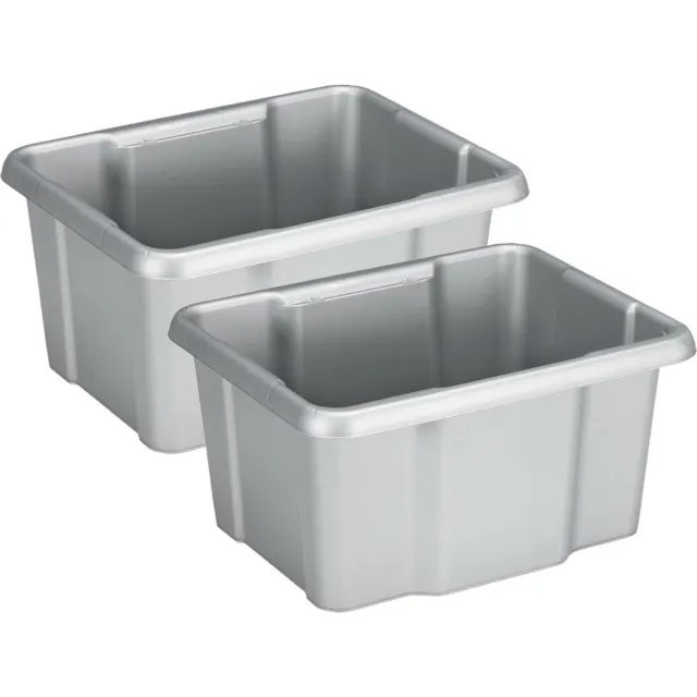 Sunware Opslagbox Nesta - 4x - kunststof - 24L - grijs - 42 x 33 x 22 cm - stapelbaar Lichtgrijs
