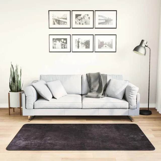 vidaXL Vloerkleed wasbaar 80x150 cm antracietkleurig, foto 2