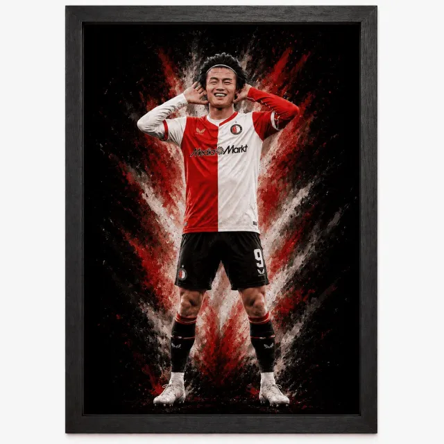Joshimo Ayase Ueda Poster Feyenoord | Japanse Voetballer | Inclusief Zwarte A4 Lijst | Voetbalposter