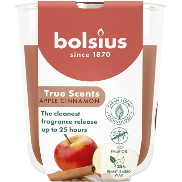 Bolsius 6 stuks Bolsius geurglas appel kaneel - apple cinnamon geurkaarsen 80/73 (25 uur) True Scents rood
