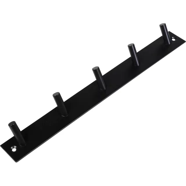 Benson Wand kapstok - 5 ophang haken - RVS - 32 x 3,6 cm - ruimtebesparend Zwart