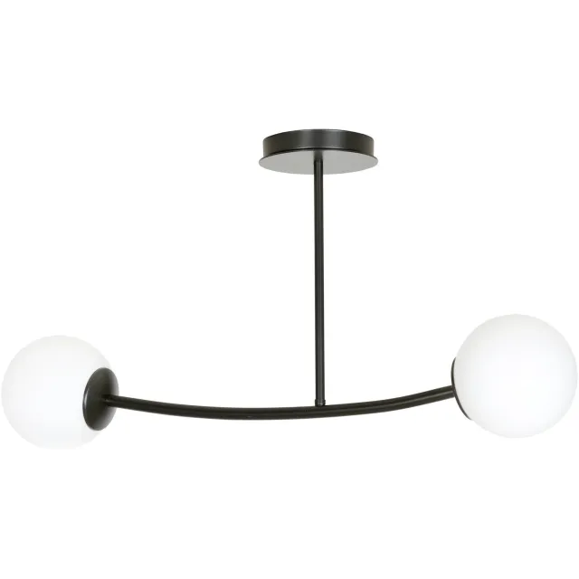 Emibig Lemvig zwarte kleine gebogen hanglamp met witte glazen bollen E14 - Perfect voor een stijlvolle inrichting Black