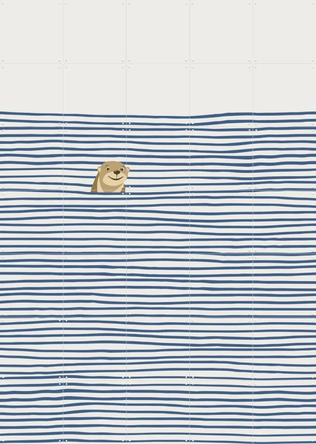 IXXI Otter Pop, Little Dean & Various - 100 x 140 cm - Grote wanddecoratie en posters - Grafisch Ontwerp, Minimalisme, Illustraties, Cartoonesk Beige / Blauw / Wit / Bruin