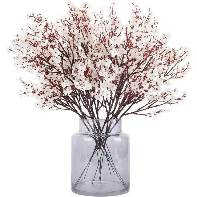 Huttutu Kunstbloemen Gypsophila - Herfstbloemen - Realistische Namaakbloemen voor DIY, Bruiloft, Tafeldecoratie, Halloween en Kerstmis - 49 cm - 12 stuks - Wit
