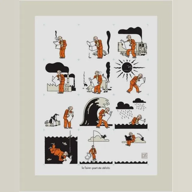 Joost Swarte Zeefdruk Le faire-part de décès - The New Yorker fullcolor
