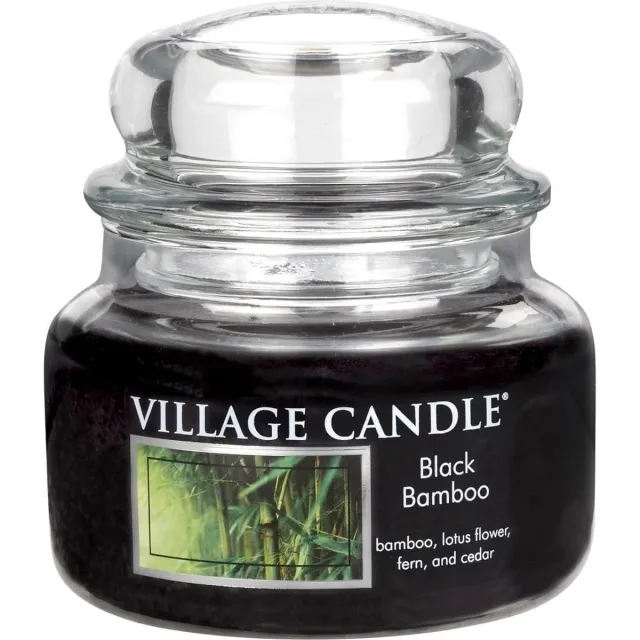 village candle Black Bamboo - Geurkaars - 260g - 55 Branduren - dubbele lont - Cadeau idee Zwart