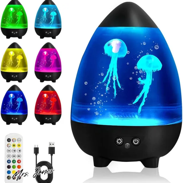 Mrs. Jones kwallen aquarium sfeerlamp afstandsbediening USB-kabeloog led-kwallen slaapkamer thuis kantoor geschenken (zwart) . multi-color
