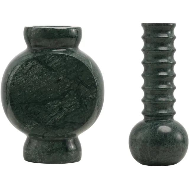 Mr. Stoned Marmeren Geschenkset: Vazen Ribbed & Circle Groen