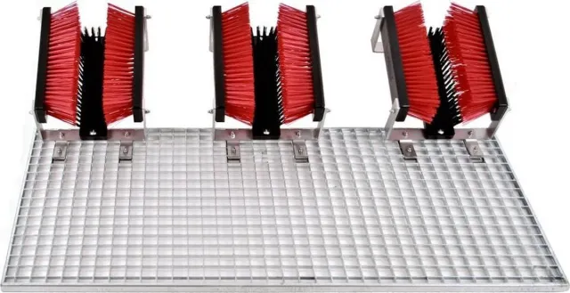 FloorMax Exklusiv Plus professionele voetenveger - Schoenborstel met rooster drievoudig Rood