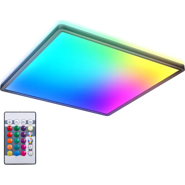 Briloner Slim - RGB/W Plafondlamp led - plafonniere met afstandsbediening - RGB & neutral wit licht - dimbaar - 22W - 42cm - zwart Zwart (met RGB)