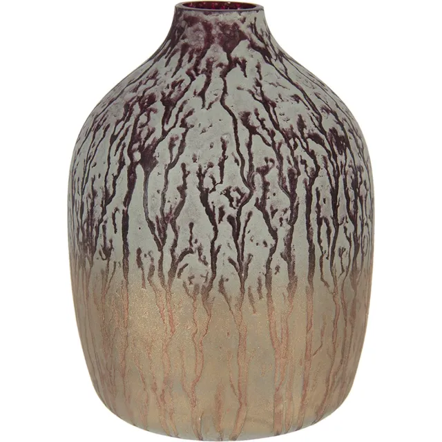 Clayre & Eef Vaas Ø 12*16 cm Bruin Glas Rond Glazen Vaas