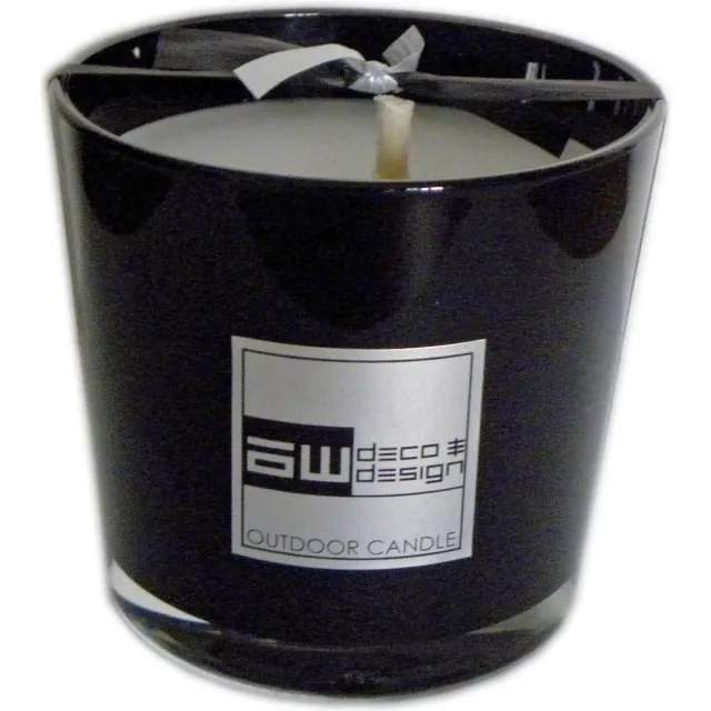 Deco & Design Outdoor Candle - buitenkaars in glaspot - Luxueuze tuinkaars - zwart - D11,5cm - 26 branduren