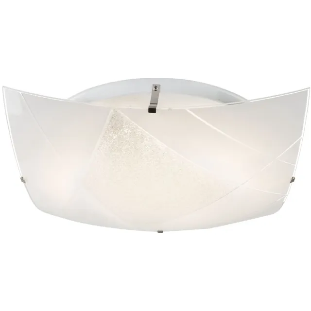 Globo Lighting Plafondlamp glas wit hallamp vierkante plafondlamp woonkamerlamp, 1x LED 24W 1750Lm neutraal wit, LxBxH 40x40x10 cm