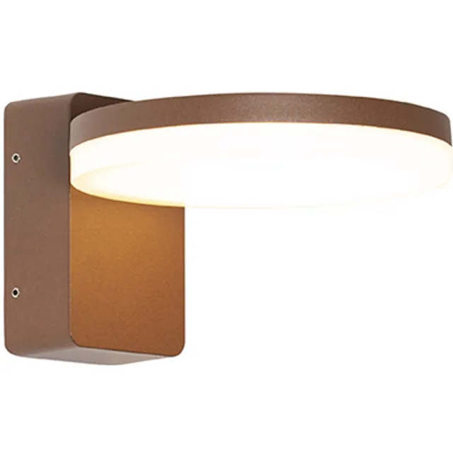 QAZQA led moderne wandlamp, buitenlamp voor in de tuin - Esmee - roestbruin, landelijk, incl. 10.5W geintegreerde led, 16.5cm, IP54, rond