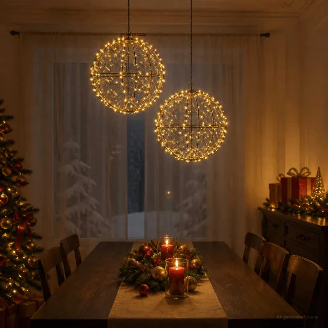 vidaXL Kerst Finial Licht 2 st 400 LED's Warmwit Diameter 20 x 22 cm