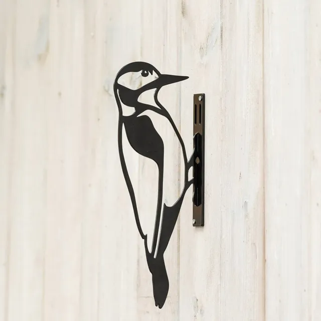 C J Wildlife Metal Silhouette – Grote bonte specht Zwart