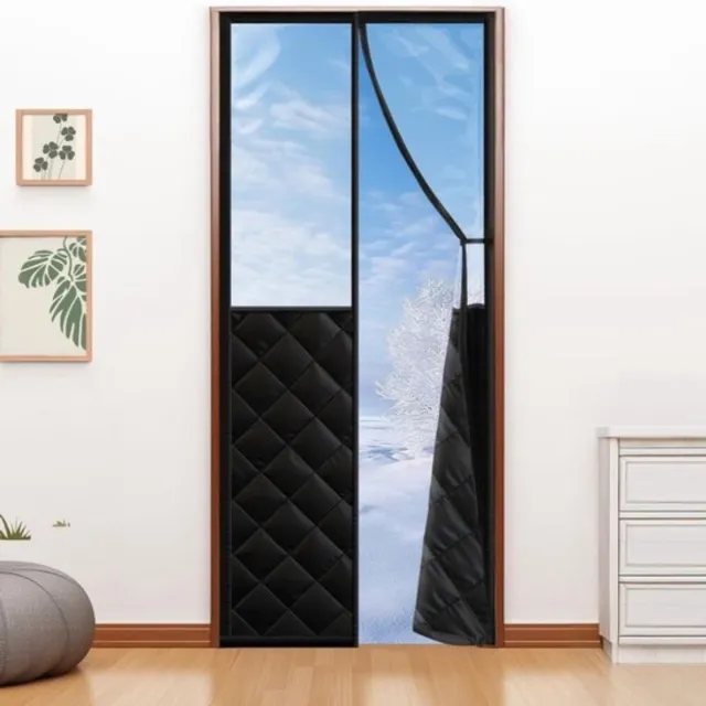 Thuys Deurgordijn Warmtewerend 90x210cm - Isolerend Polyester - Tochtstopper - voor Voordeur - Balkondeur en Caravan Zwart