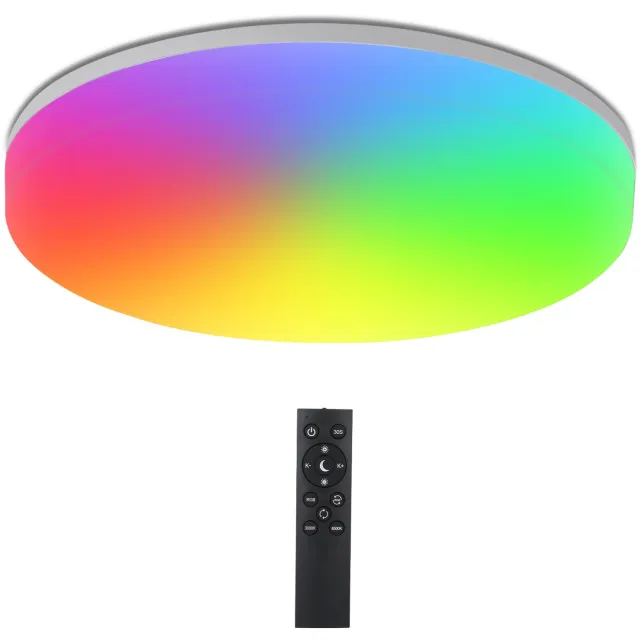 LOVHAUS RGB LED Plafondlamp 22,8 cm - 18W - Dimbaar 3000-6500K - Afstandsbediening - IP44 Wit