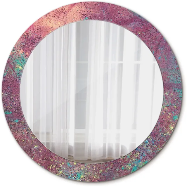 TULUP Spiegel - Spiegel op gehard Glas - Ronde Spiegel - Kleurenfestival - Diameter: 70 cm - Decoratieve spiegel - Slaapkamerspiegel - Badkamerspiegel - Make-upruimte - Kaptafel - Paarse - Stijlvol accent - Decoratief Spiegel - Wandmontage Paars Kleurenfestival