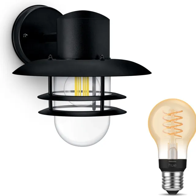 Philips Hue Inyma Wandlamp voor Buiten Neerwarts (Zwart) - Buitenlamp - E27 - Warmwit Licht - Hue White Filament