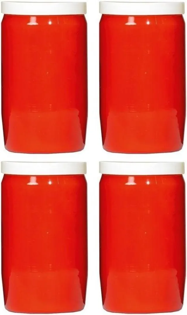 Spaas Grafkaars/gedenklicht - 4x - rood - 7 x 18 cm - 9 dagen brandtijd - Graflichten