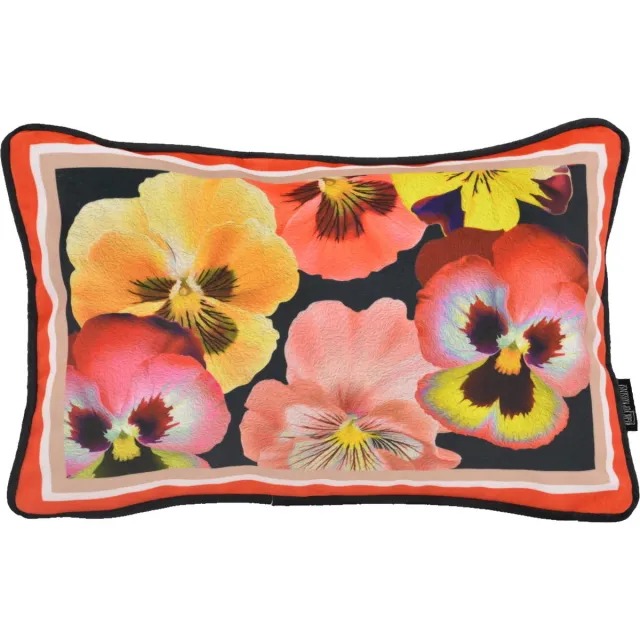 Gek op Kussens! Velvet Flores Kussenhoes | Fluweel / Polyester | 30 x 50 cm Zwart-Rood