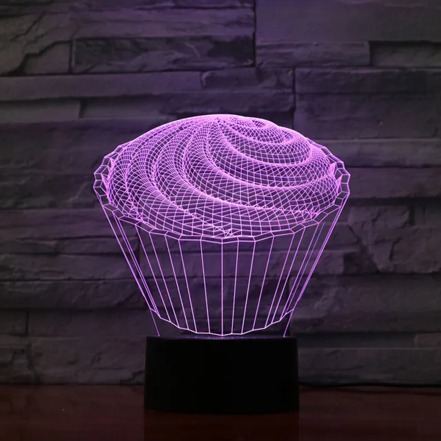MC Living 3D Led Lamp Met Gravering - RGB 7 Kleuren - Cupcake
