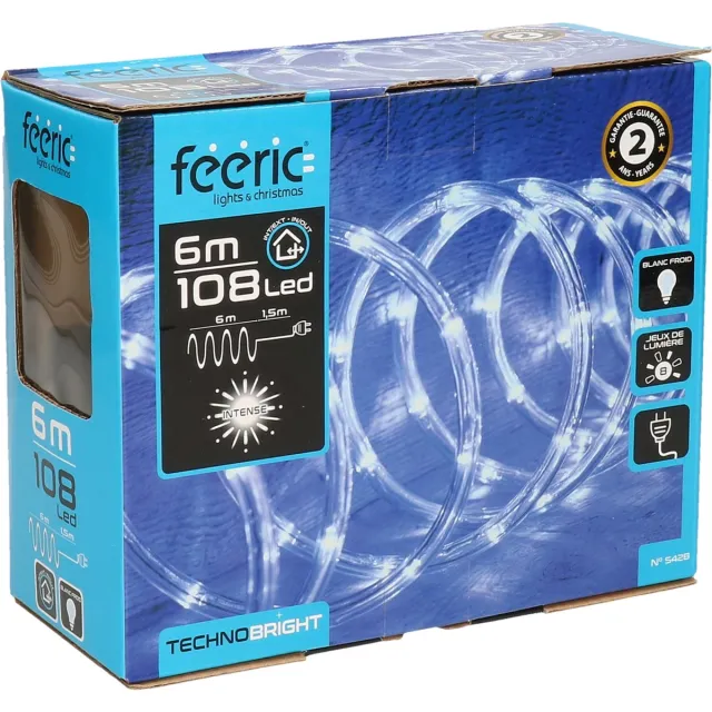 Feeric lights & Christmas Lichtslang - helder wit - 6 meter - 108 led lampjes - slangverlichting/kerstverlichting