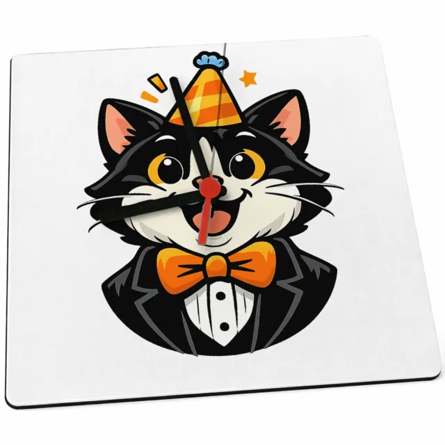 Mr Cadeautjes Klok 19 x 19 - design Humoristische feestprint met een dierlijk personage in nette | cadeau Wit