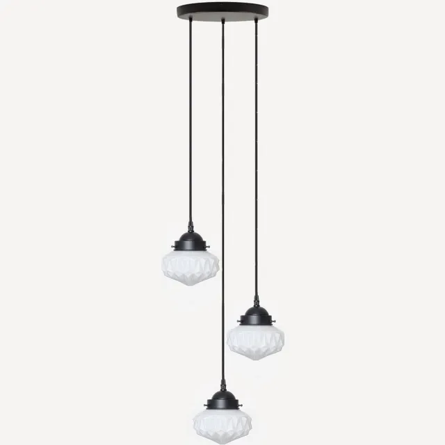 Coloured by Art 3 lichts hanglamp Eternal Star - Art Deco Trade Zwart
