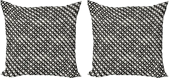ABAKUHAUS Sierkussenhoes Zwart en Ivoor, Set van 2, Geometrische Vorm 40x40 cm, Zwart en Ivoor