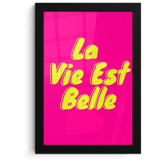 FrameYourWall Poster in lijst - Fotolijst 20x30 cm - Posters - Quote - Retro - Roze - Posterlijst zwart - Decoratie - Wanddecoratie woonkamer - Muurdecoratie slaapkamer