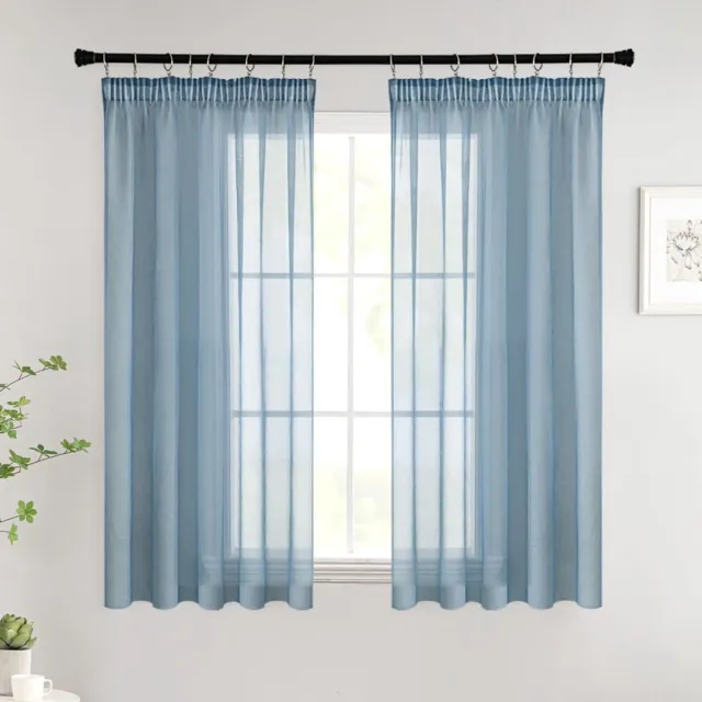 Unyqoos ® Stijlvolle Marineblauwe Korte Voile Gordijnen Set voor Moderne Woonkamers en Slaapkamers